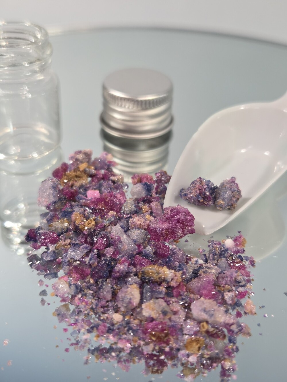 Extremely Rare! Crushed Ruby & Sapphire Phlogopite Corundum/ Glass Vial (36 cts)